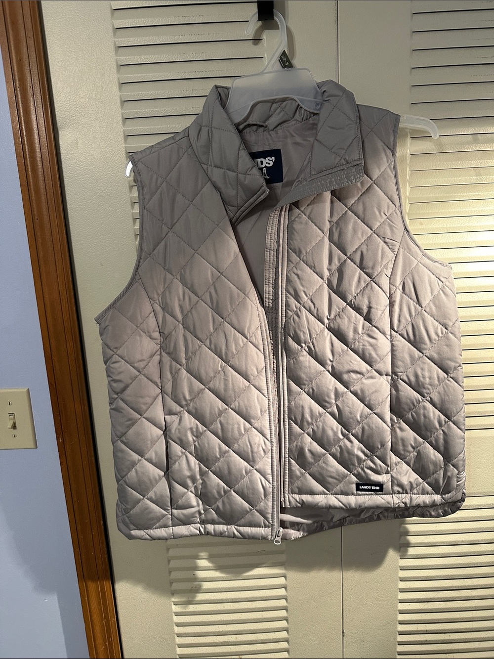 Lands' End Women’s Quilted Vest in Light Gray